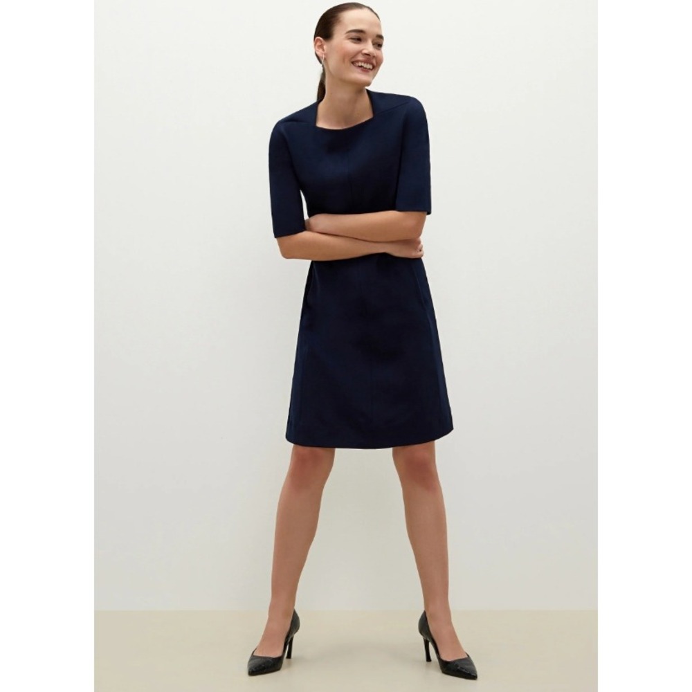 MM LaFleur The Emily Dress Size 6 Navy Blue Short‎ Sleeve Shift Business Career